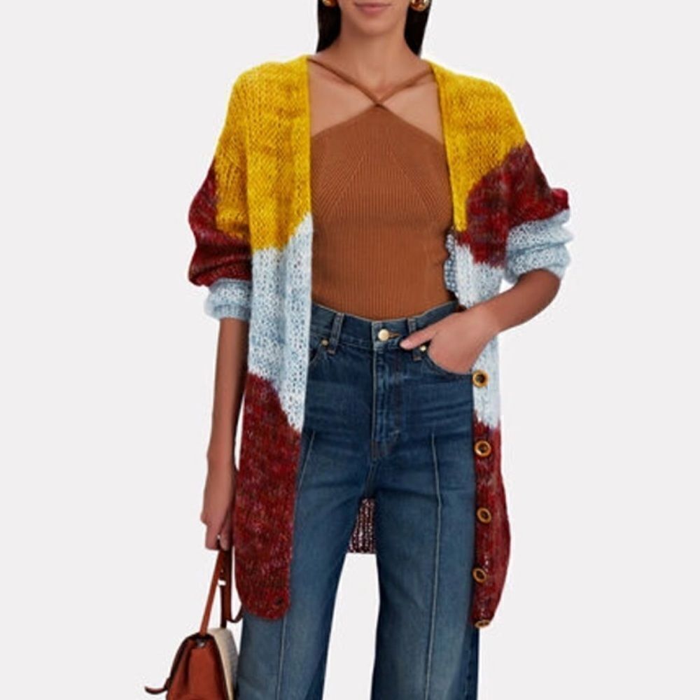 Ulla Johnson Agneta Cardigan Colorblock Mohair Blend M / L NWT MSRP $745